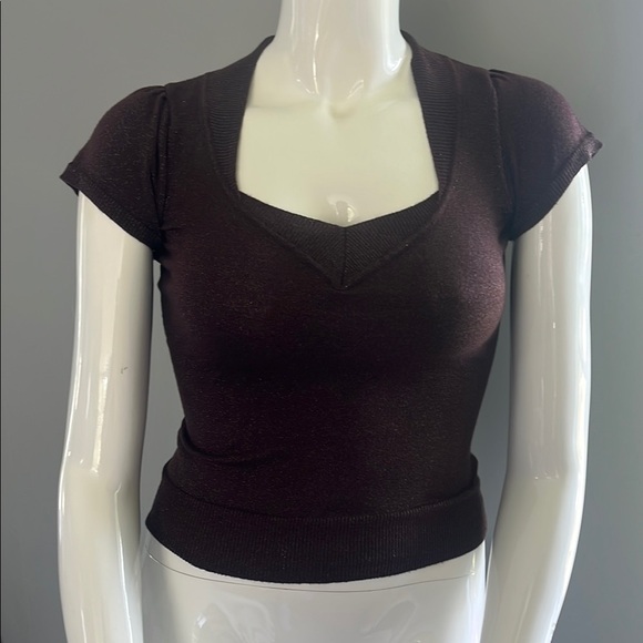 Purple Fitted Cap Sleeve Crop Blouse - Picture 1 of 5
